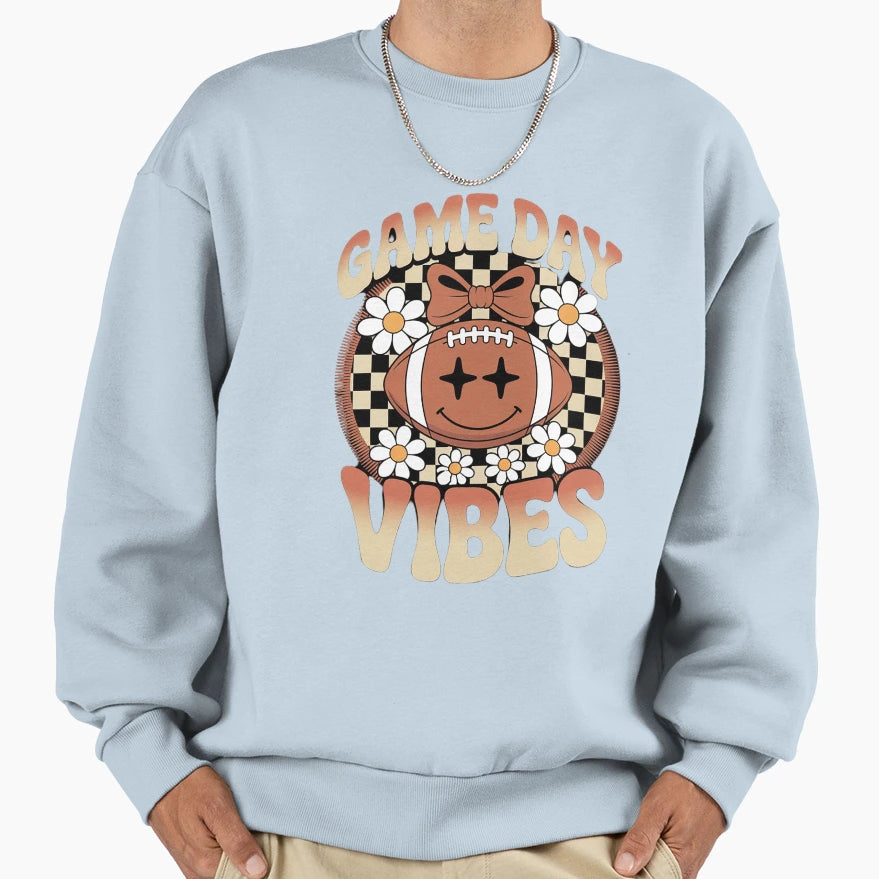 Game Day Vibes Coquette Bow Football Sweatshirt - Graphic Print Men Women - T-Shirt, Sweatshirt, Hoodie