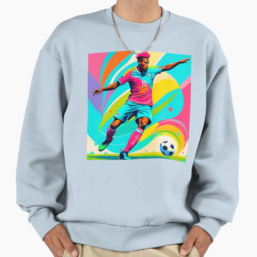 Dynamic And Lively Footballer Art Sweatshirt - Custom Art Print for Adults - T-Shirt, Sweatshirt, Hoodie