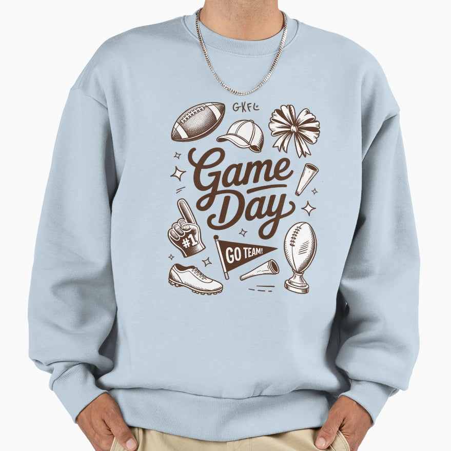 Game Day Boho Football Season Hand Sweatshirt - Graphic Print Men Women - T-Shirt, Sweatshirt, Hoodie