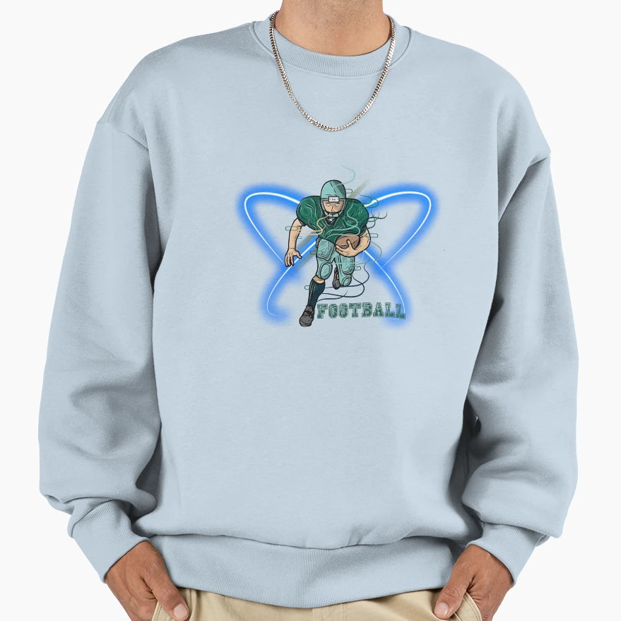 Football American Light Blue Sweatshirt - Fun Novelty Design Unisex - T-Shirt, Sweatshirt, Hoodie