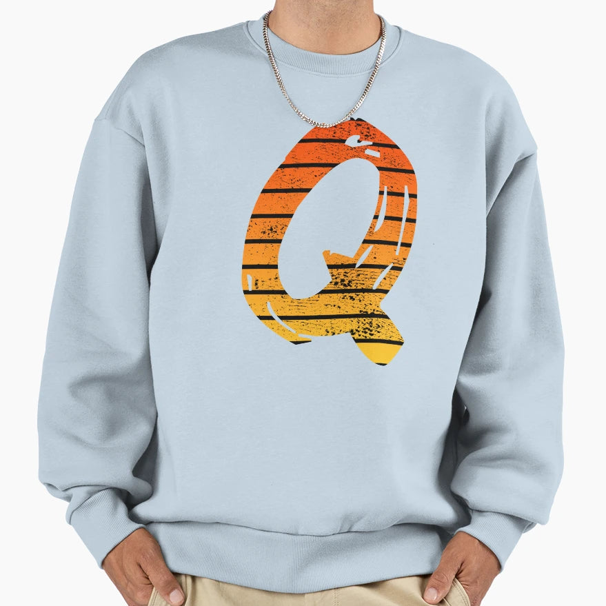 Letter Q Initials Sweatshirt - Minimalist Print for Adults - T-Shirt, Sweatshirt, Hoodie