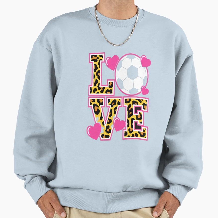 Love Soccer Leopard Soccer Sweatshirt - Minimalist Print Men Women - T-Shirt, Sweatshirt, Hoodie