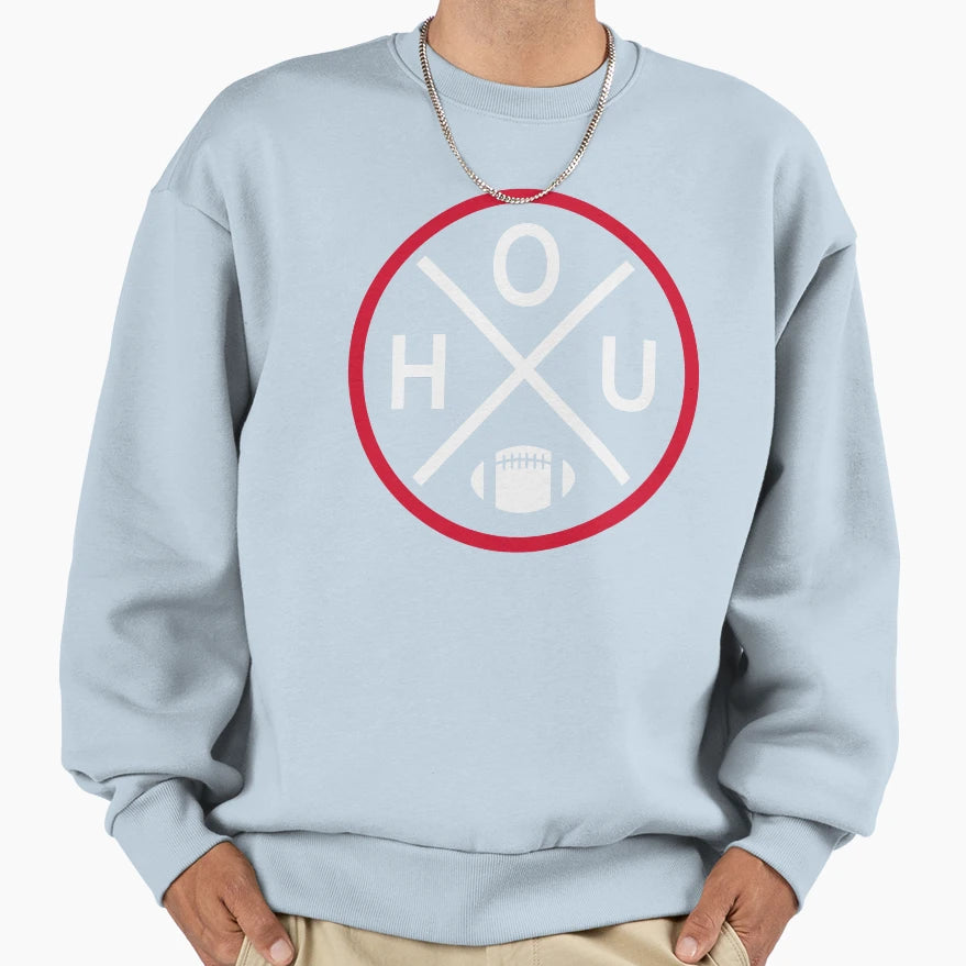 Houston Football Emblem Hou Sweatshirt - Trendy Graphic Unisex - T-Shirt, Sweatshirt, Hoodie