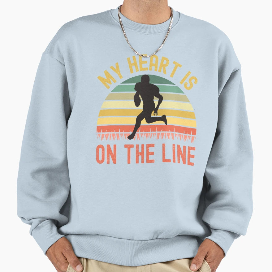 My Heart Is Line Football Offense Sweatshirt - Graphic Print Men Women - T-Shirt, Sweatshirt, Hoodie