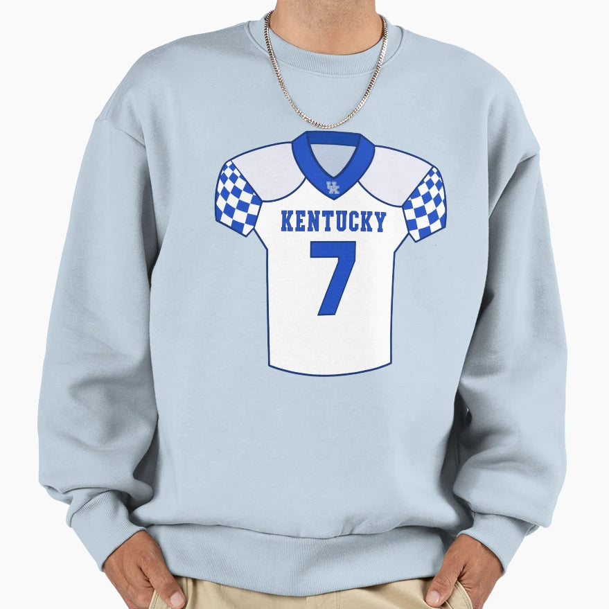 University Kentucky Jersey Uk Football 7 Sweatshirt - Trendy Graphic Unisex - T-Shirt, Sweatshirt, Hoodie