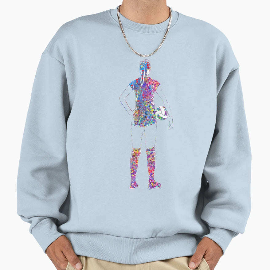 Female Volleyball Player Sweatshirt - Unique Graphic Men Women - T-Shirt, Sweatshirt, Hoodie