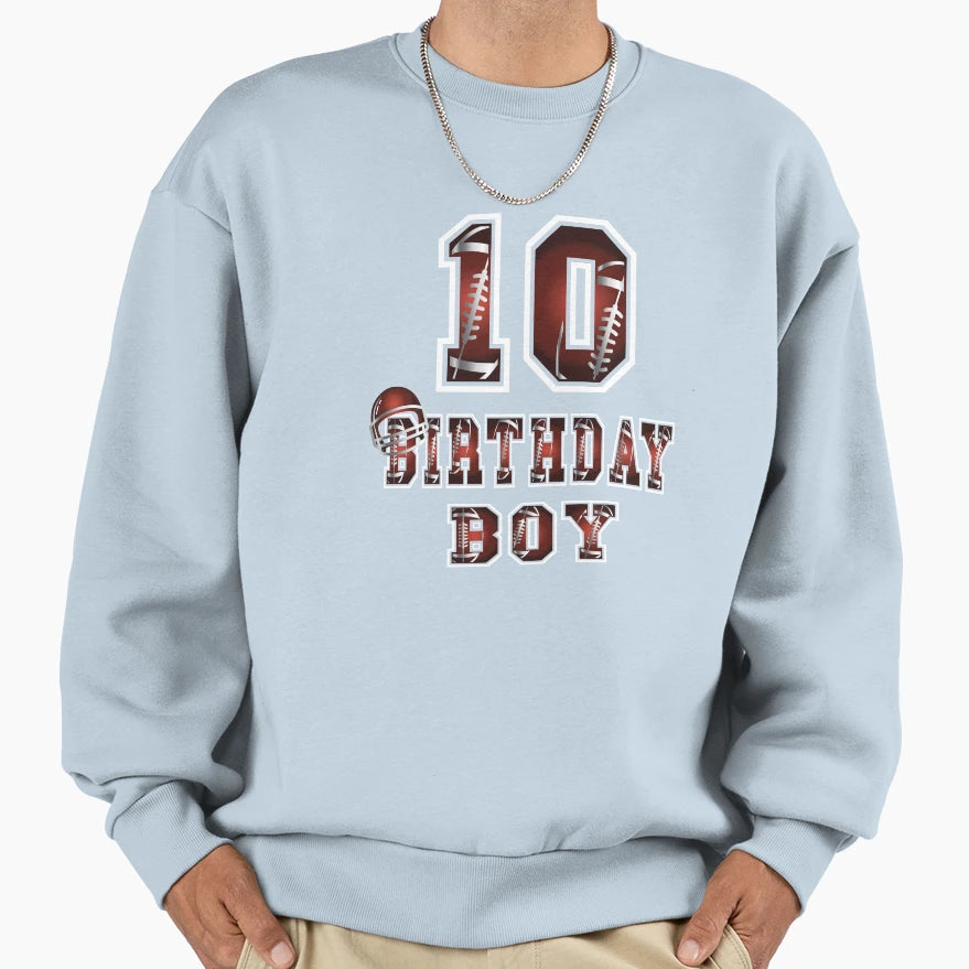 10Th Birthday 10 Years Old Football Sweatshirt - Unique Graphic Unisex - T-Shirt, Sweatshirt, Hoodie