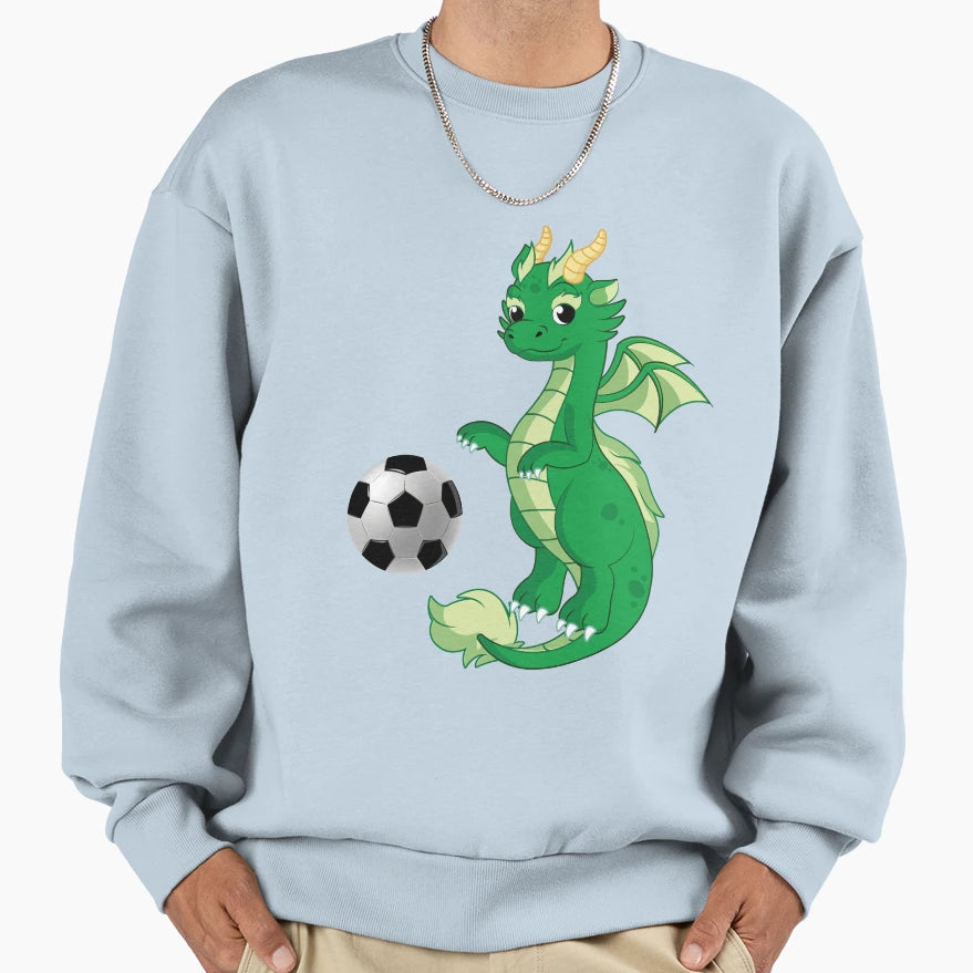 Dragon Playing Soccer Funny Sweatshirt - Casual Everyday Wear Men Women - T-Shirt, Sweatshirt, Hoodie