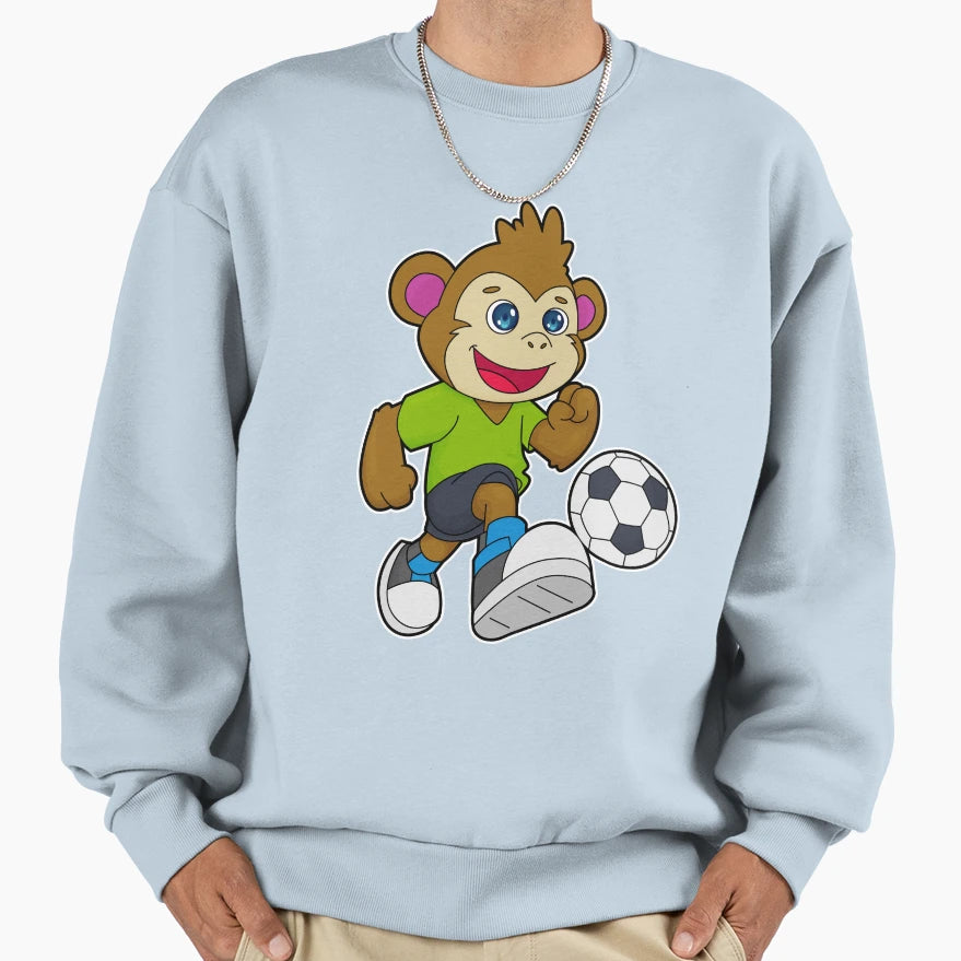 Monkey As Soccer Player Soccer Sweatshirt - Graphic Print Men Women - T-Shirt, Sweatshirt, Hoodie