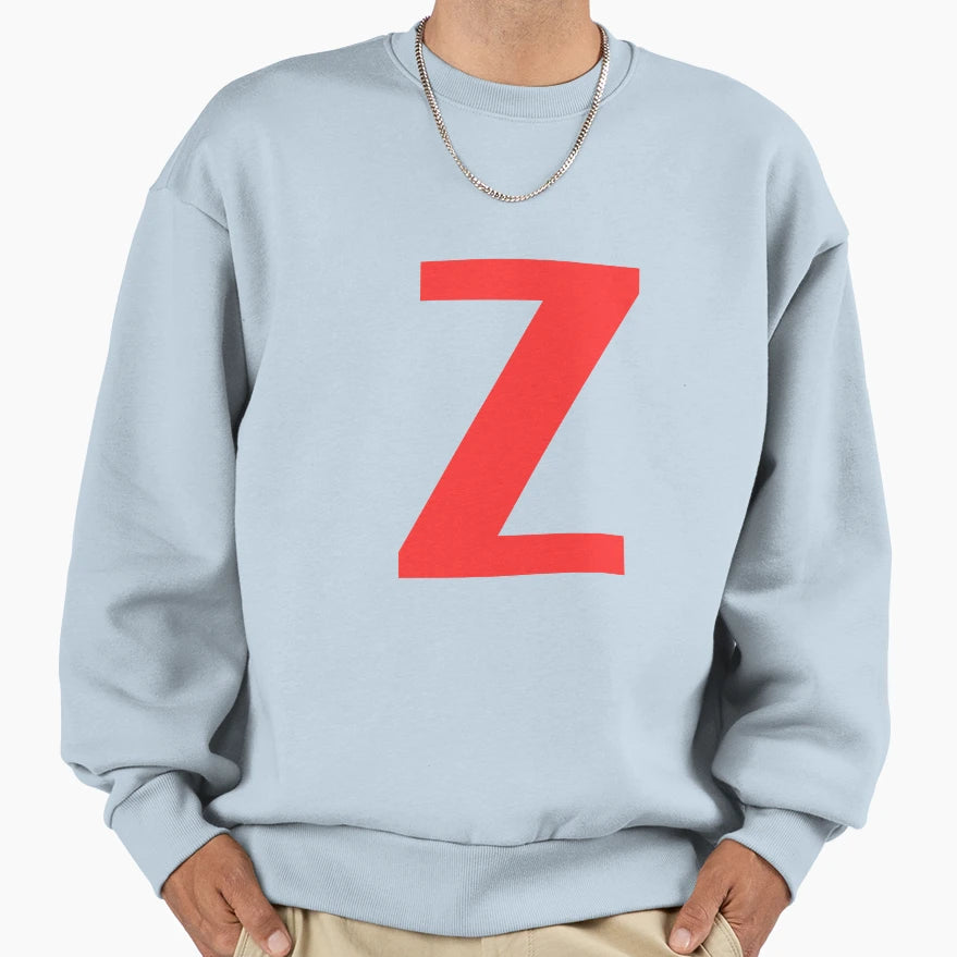 Big Red Alphabet Letter Z Sweatshirt - Casual Everyday Wear Men Women - T-Shirt, Sweatshirt, Hoodie