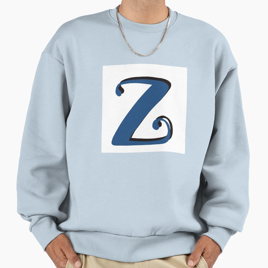 Letter Z Blue Initial Monogram Z Sweatshirt - Minimalist Print for Adults - T-Shirt, Sweatshirt, Hoodie