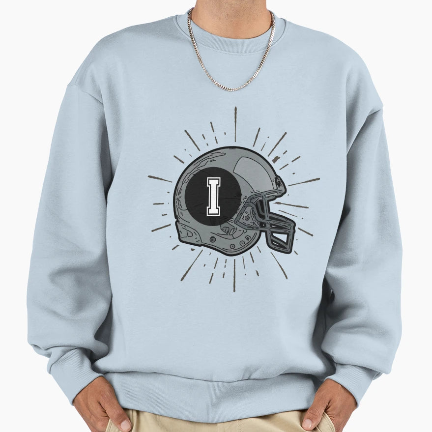 Monogram I Football Helmet Sunburst Sweatshirt - Fun Novelty Design Unisex - T-Shirt, Sweatshirt, Hoodie