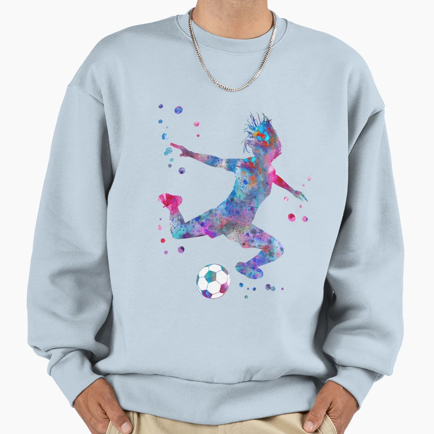 Female Soccer Player Sweatshirt - Unique Graphic for Adults - T-Shirt, Sweatshirt, Hoodie