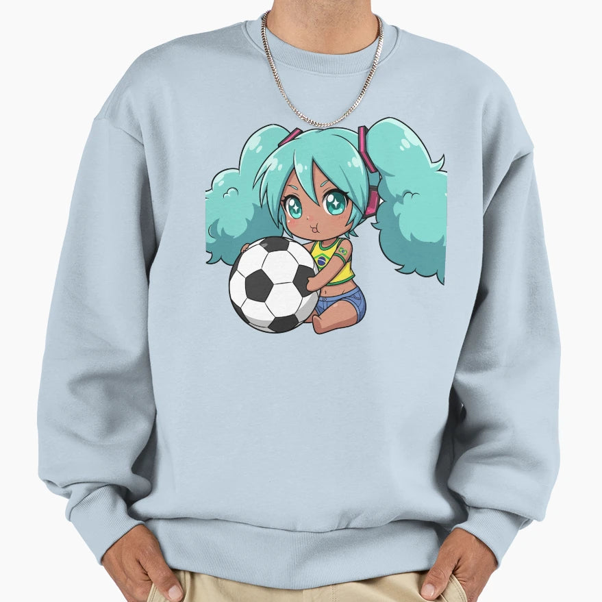 Chibi Brazil Miku Kawaii Tan Anime Sweatshirt - Graphic Print Men Women - T-Shirt, Sweatshirt, Hoodie