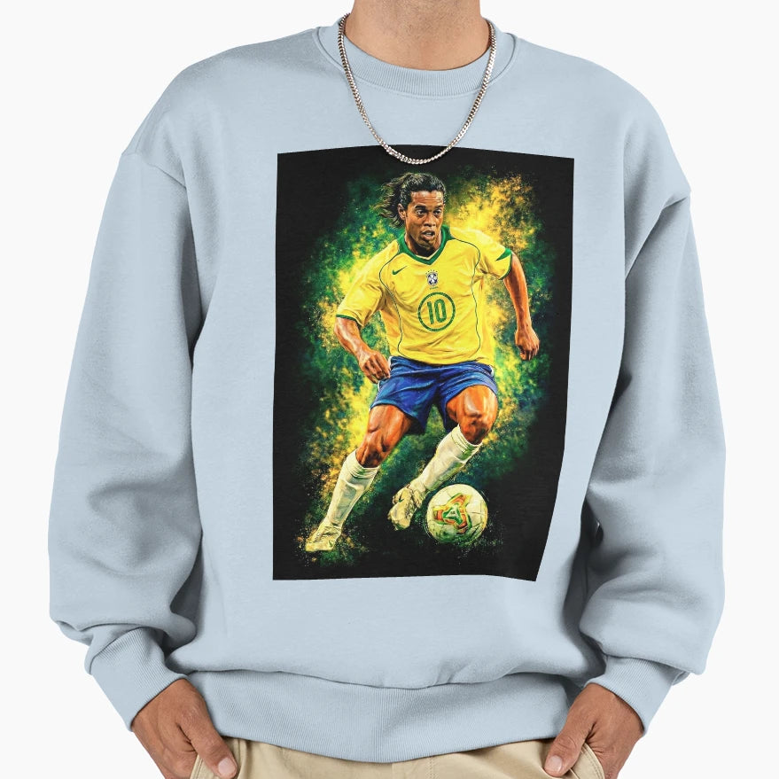 Ronaldinho R10 Football Legend Sweatshirt - Unique Graphic for Adults - T-Shirt, Sweatshirt, Hoodie