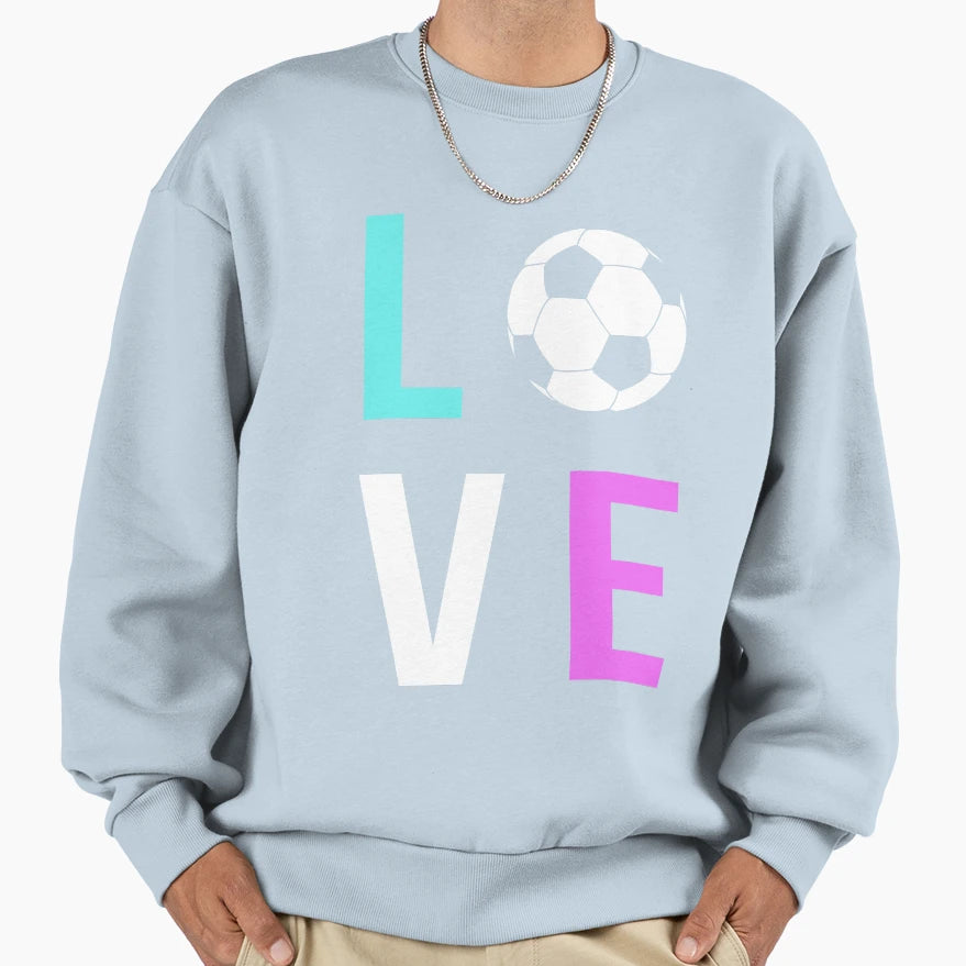 Love Soccer Cyan Purple Color Gift Sweatshirt - Streetwear Style Men Women - T-Shirt, Sweatshirt, Hoodie