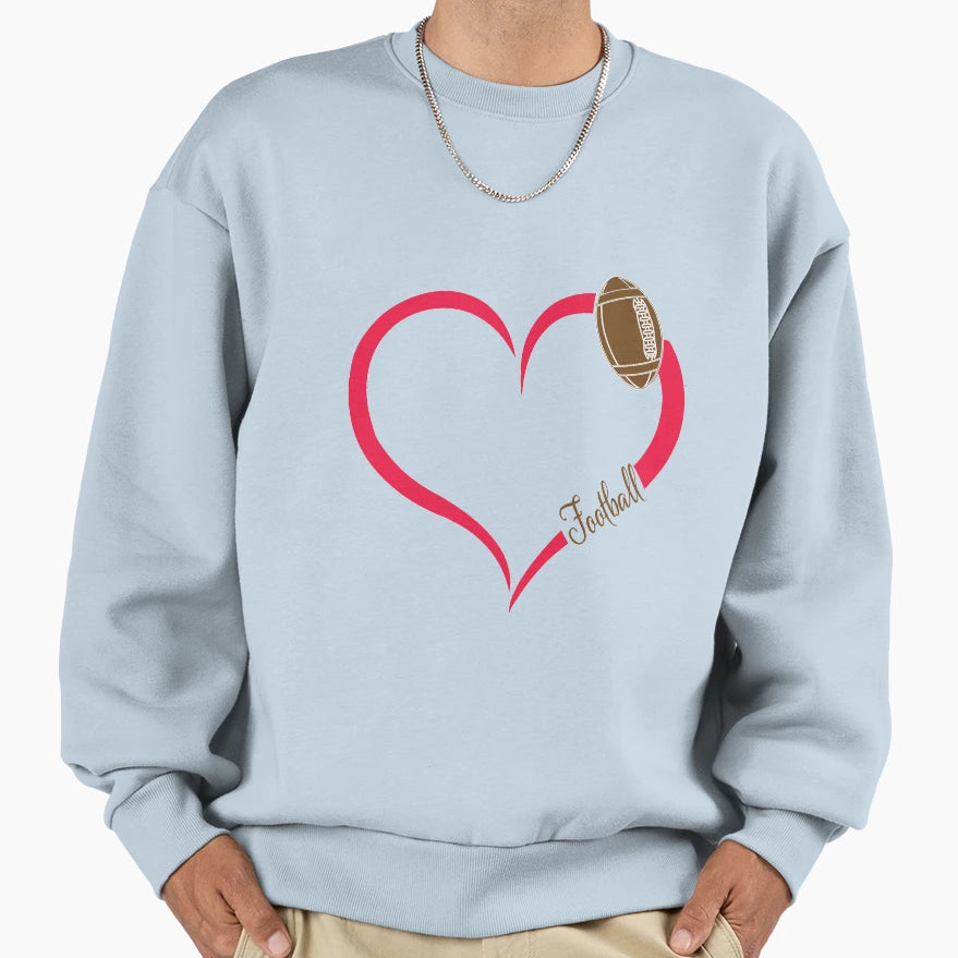 Football Heart Love Sweatshirt - Minimalist Print for Adults - T-Shirt, Sweatshirt, Hoodie