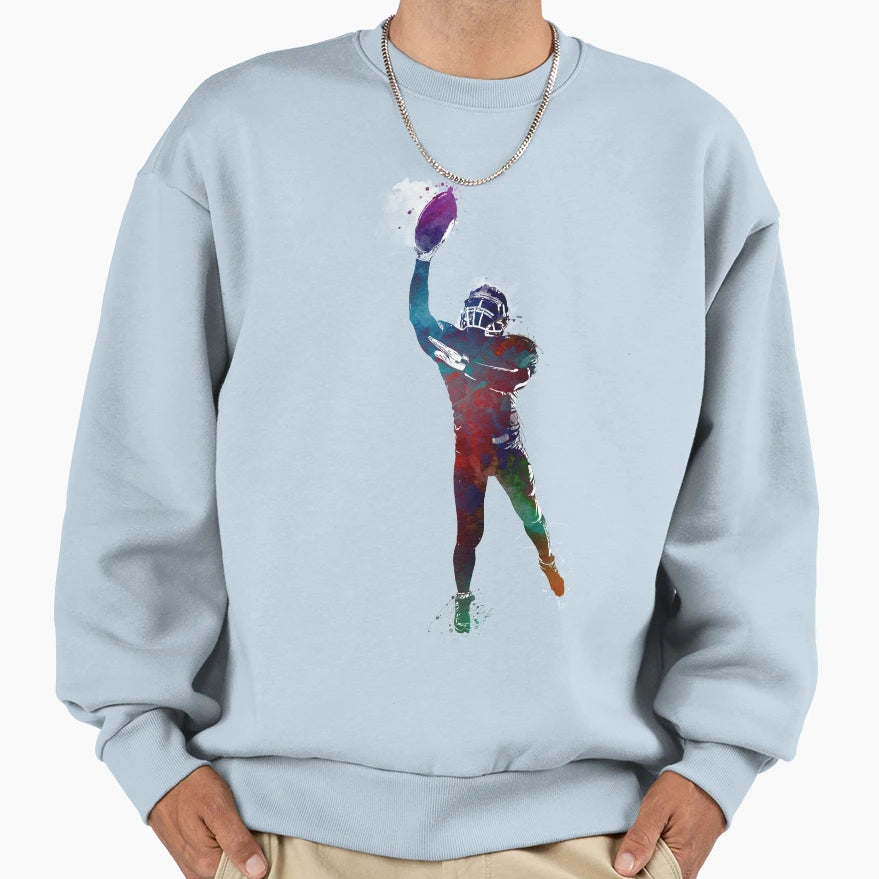 American Football Player Football Sweatshirt - Aesthetic Graphic Unisex - T-Shirt, Sweatshirt, Hoodie