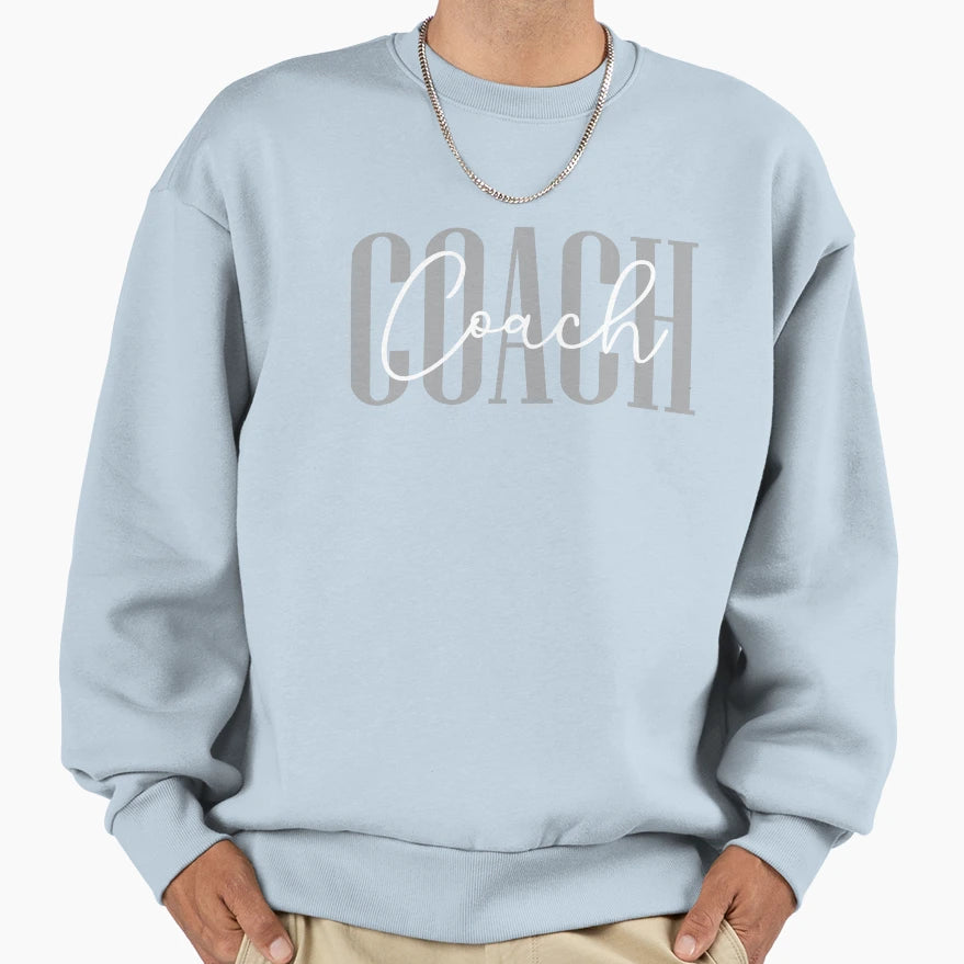 Coach Cursive Sweatshirt - Fun Novelty Design Men Women - T-Shirt, Sweatshirt, Hoodie