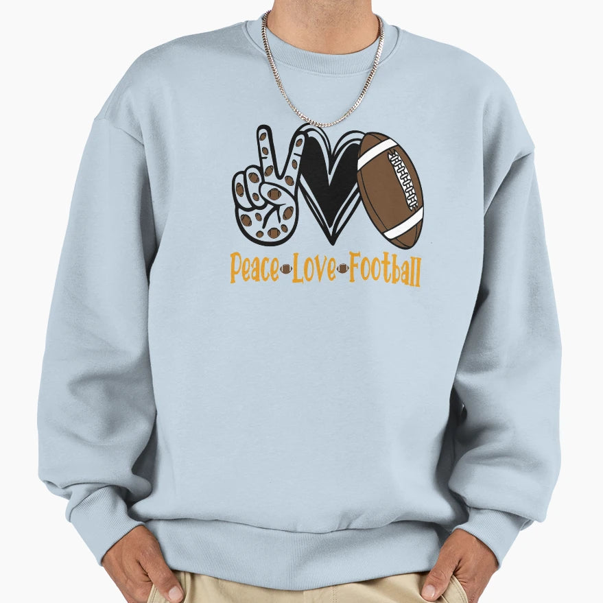 Peace Love Football Gift Football Sweatshirt - Aesthetic Graphic Men Women - T-Shirt, Sweatshirt, Hoodie