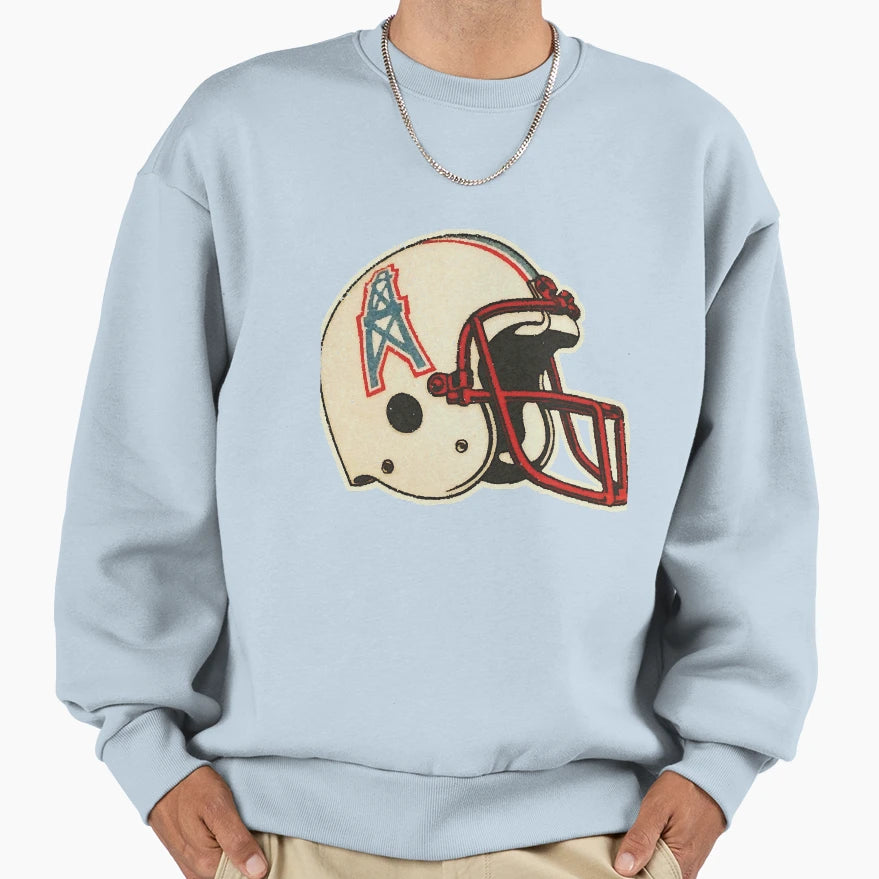 Oilers Helmet Distressed Sweatshirt - Casual Everyday Wear Men Women - T-Shirt, Sweatshirt, Hoodie