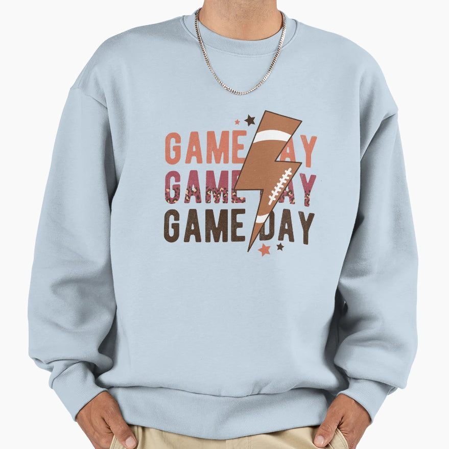 Game Day Football Lightning Bolt Sweatshirt - Trendy Graphic Men Women - T-Shirt, Sweatshirt, Hoodie