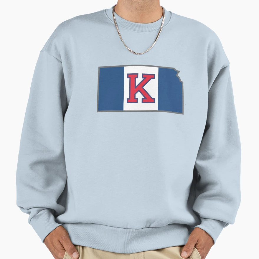 University Kansas Flag Sweatshirt - Novelty Apparel for Adults - T-Shirt, Sweatshirt, Hoodie
