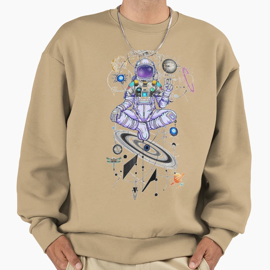 Astronaut Spacesuit Doing Yoga Sweatshirt - Unique Graphic Men Women - T-Shirt, Sweatshirt, Hoodie