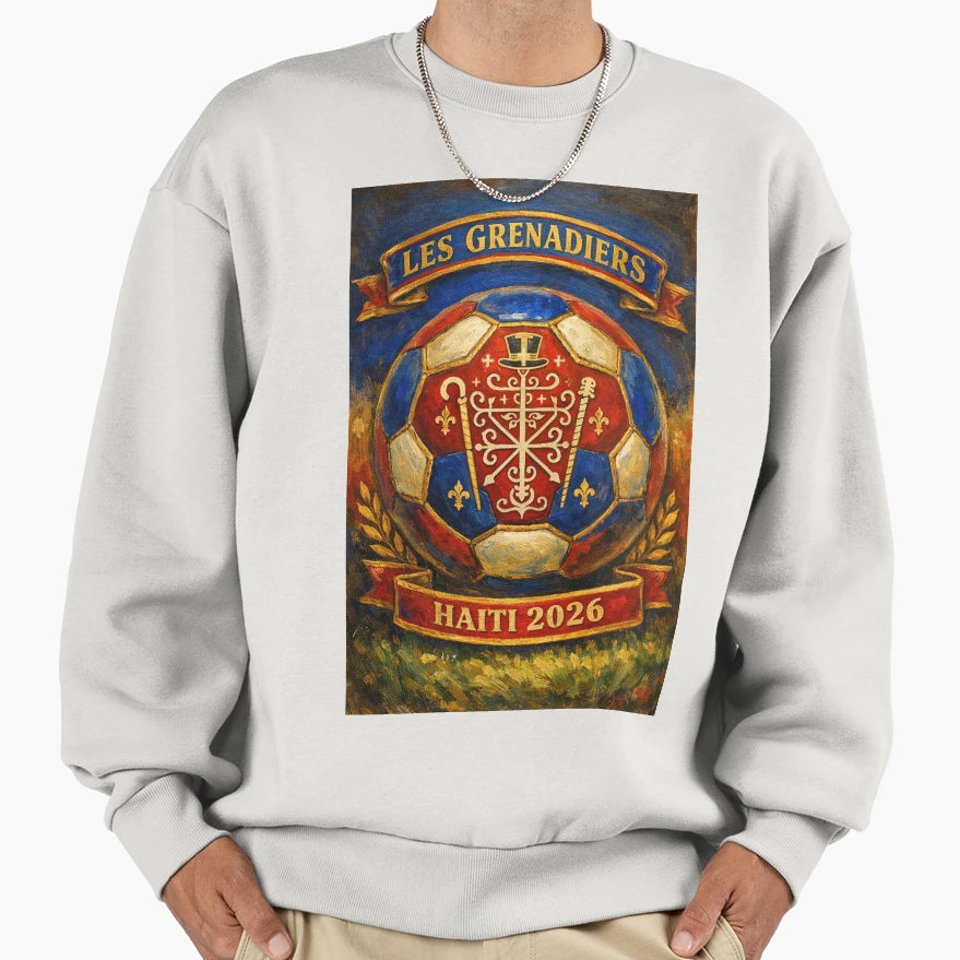 Haiti Soccer Cross Ball Art Les Sweatshirt - Novelty Apparel Men Women - T-Shirt, Sweatshirt, Hoodie