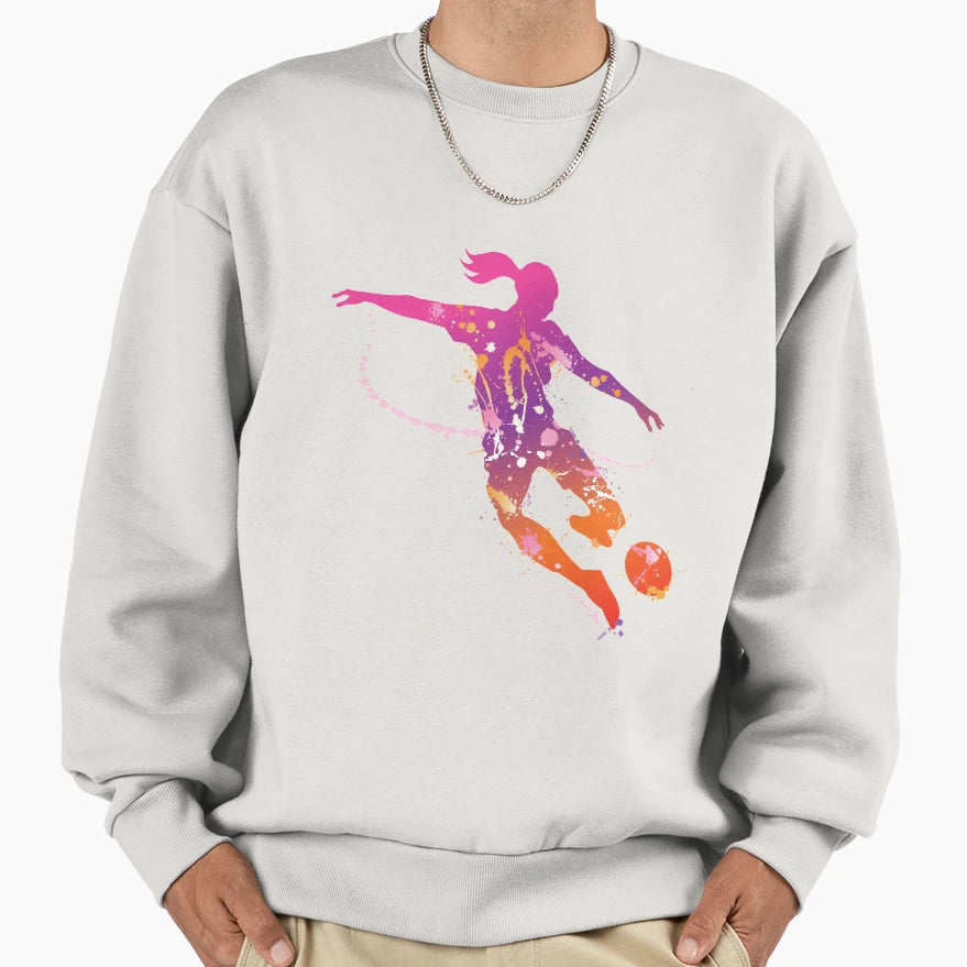 Female Soccer Player Sweatshirt - Aesthetic Graphic Unisex - T-Shirt, Sweatshirt, Hoodie