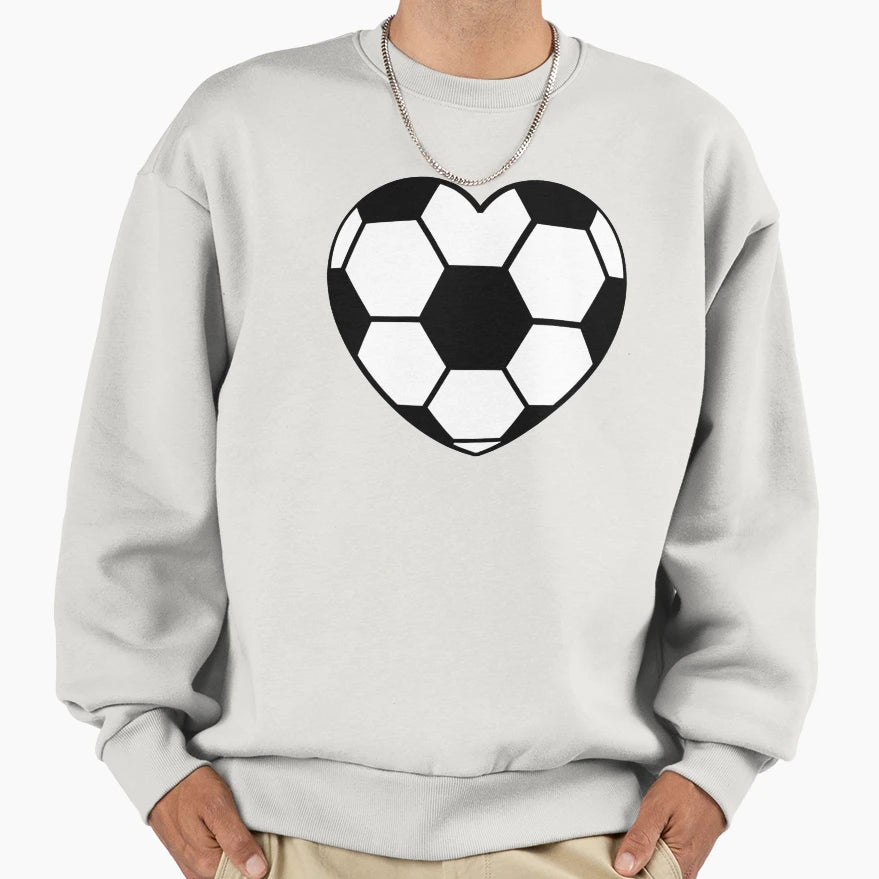 Soccer Ball Heart Shaped Funny Black Sweatshirt - Graphic Print for Adults - T-Shirt, Sweatshirt, Hoodie