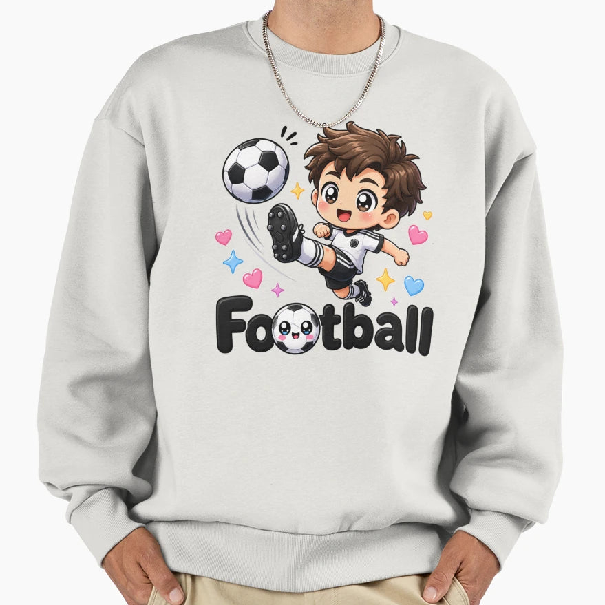 Kawaii Football Player Anime Chibi Sweatshirt - Trendy Graphic Unisex - T-Shirt, Sweatshirt, Hoodie