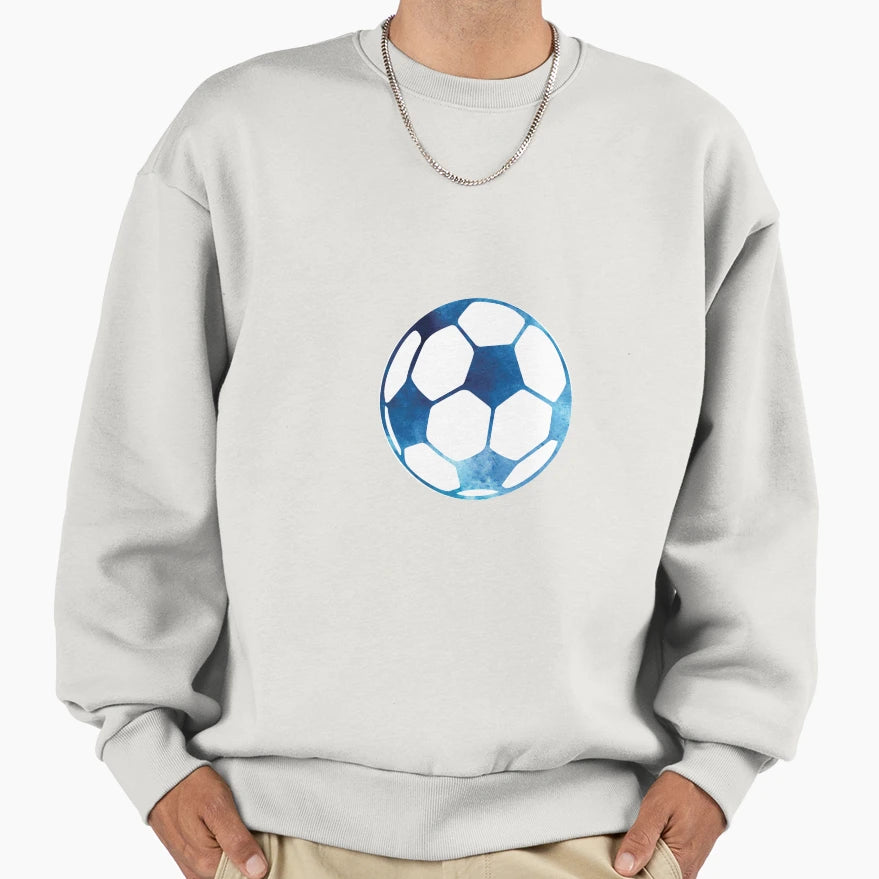 Blue Soccer Ball Sweatshirt - Minimalist Print for Adults - T-Shirt, Sweatshirt, Hoodie