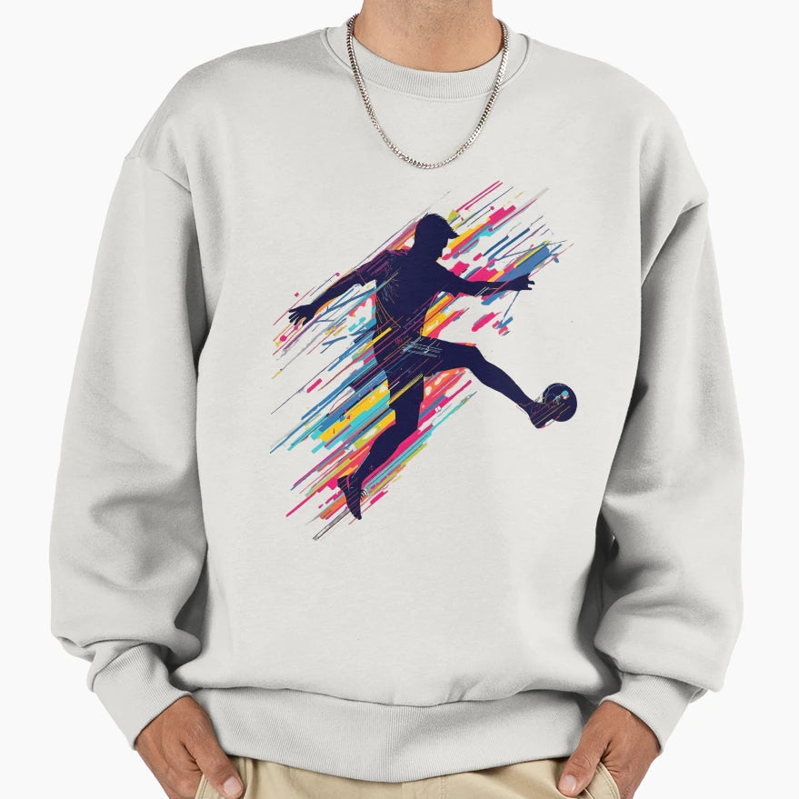 Rainbow Colour Streak Soccer Kick Sweatshirt - Casual Everyday Wear Unisex - T-Shirt, Sweatshirt, Hoodie