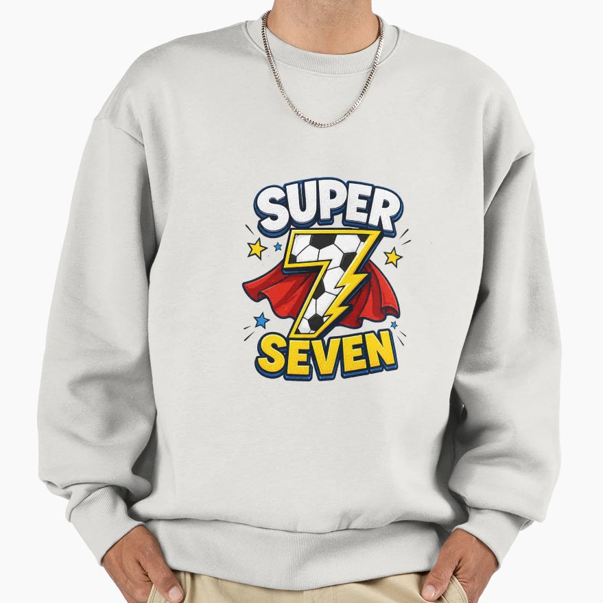 Super Seven 7Th Birthday Soccer Sweatshirt - Minimalist Print Unisex - T-Shirt, Sweatshirt, Hoodie