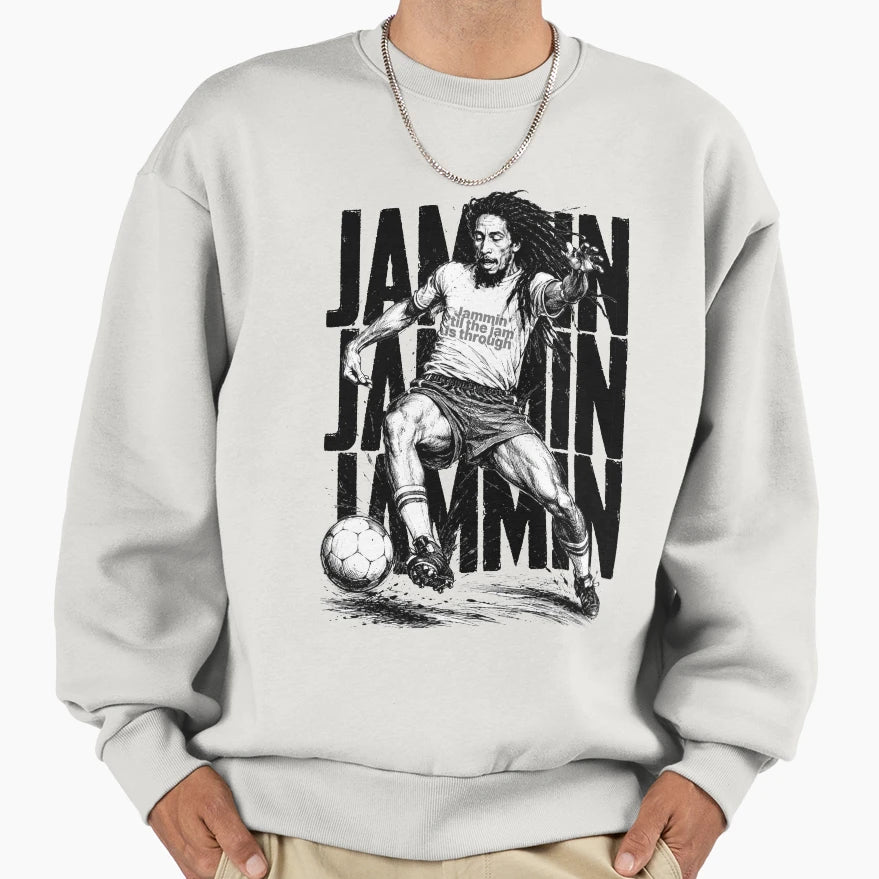 Bob Marley Football Sweatshirt - Aesthetic Graphic for Adults - T-Shirt, Sweatshirt, Hoodie