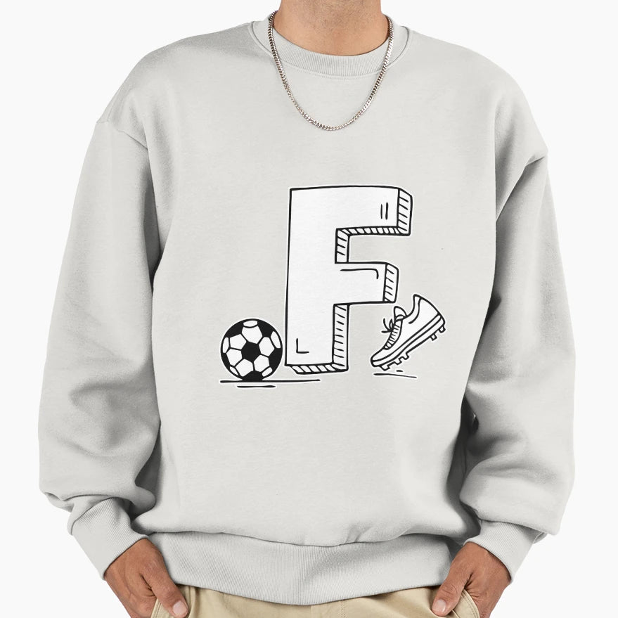 Illustration Letter F Beside Sweatshirt - Aesthetic Graphic for Adults - T-Shirt, Sweatshirt, Hoodie
