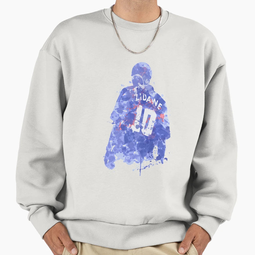 Zinedine Zidane French Legend Art Sweatshirt - Graphic Print Men Women - T-Shirt, Sweatshirt, Hoodie