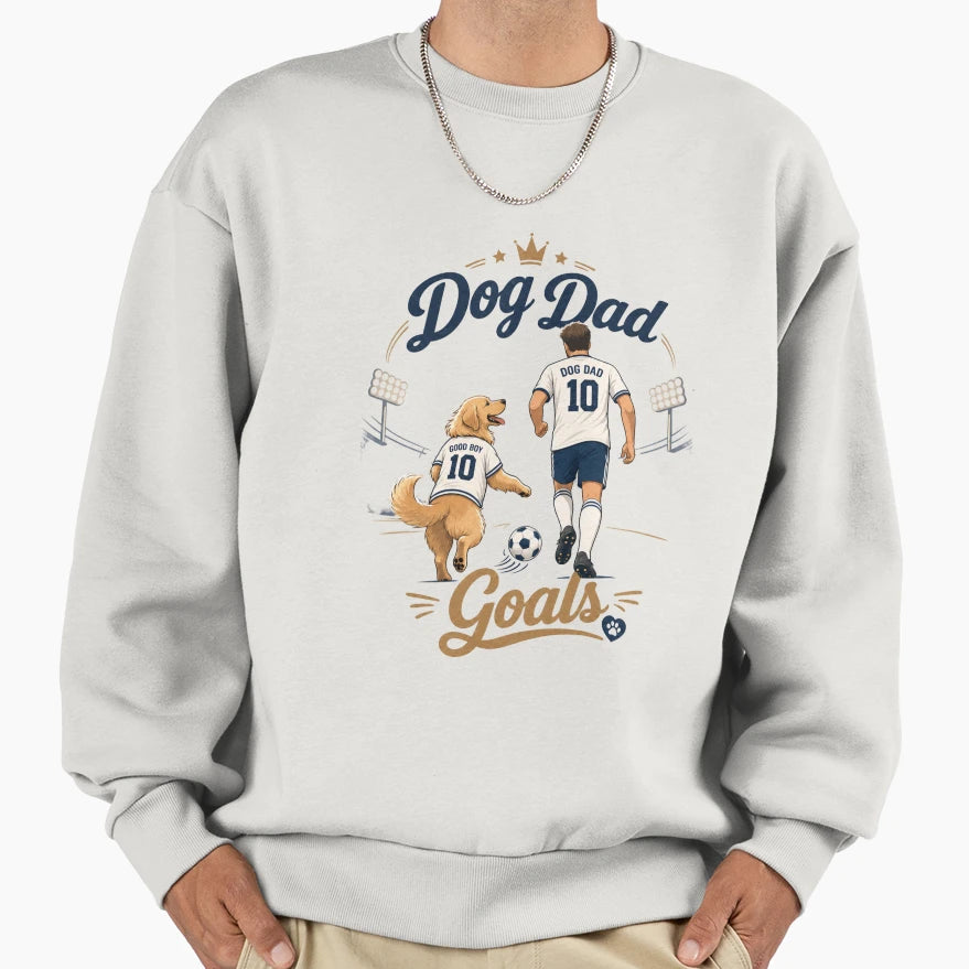 Soccer Golden Retriever Dog Dad Goals T-Shirt - Trendy Graphic for Adults - T-Shirt, Sweatshirt, Hoodie
