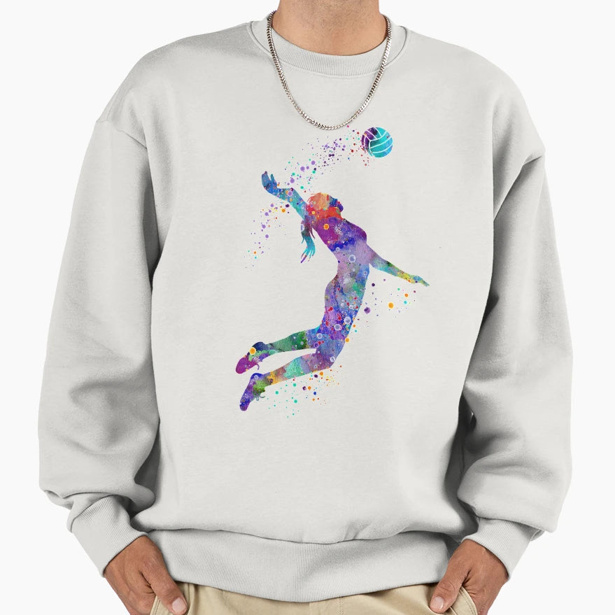 Volleyball Watercolor Painting Art Sweatshirt - Trendy Graphic Men Women - T-Shirt, Sweatshirt, Hoodie