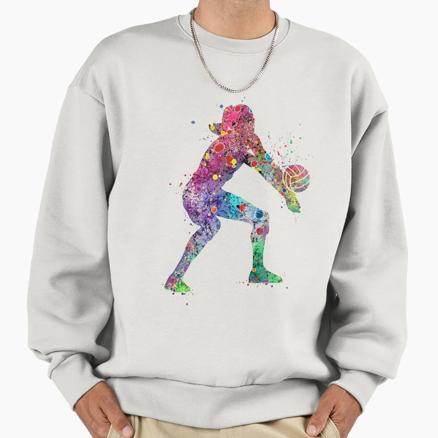 Volleyball Watercolor Painting Art Sweatshirt - Custom Art Print Men Women - T-Shirt, Sweatshirt, Hoodie