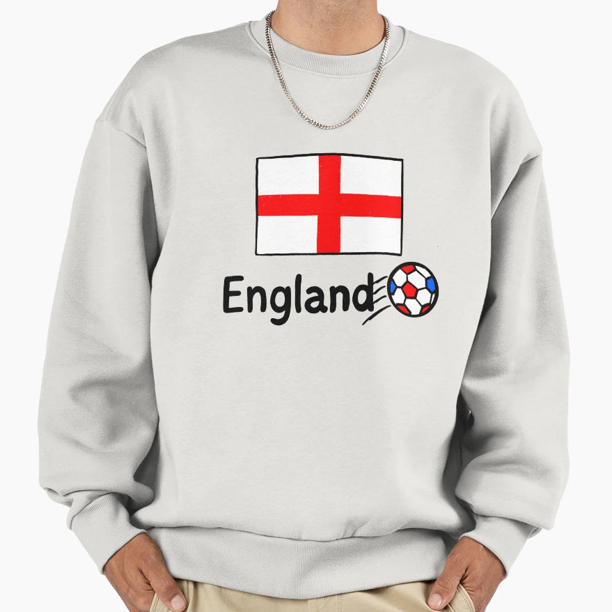 England Football Sweatshirt - Novelty Apparel for Adults - T-Shirt, Sweatshirt, Hoodie