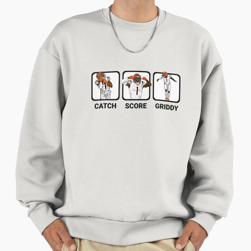Catch Score Griddy Repeat Sweatshirt - Trendy Graphic Men Women - T-Shirt, Sweatshirt, Hoodie