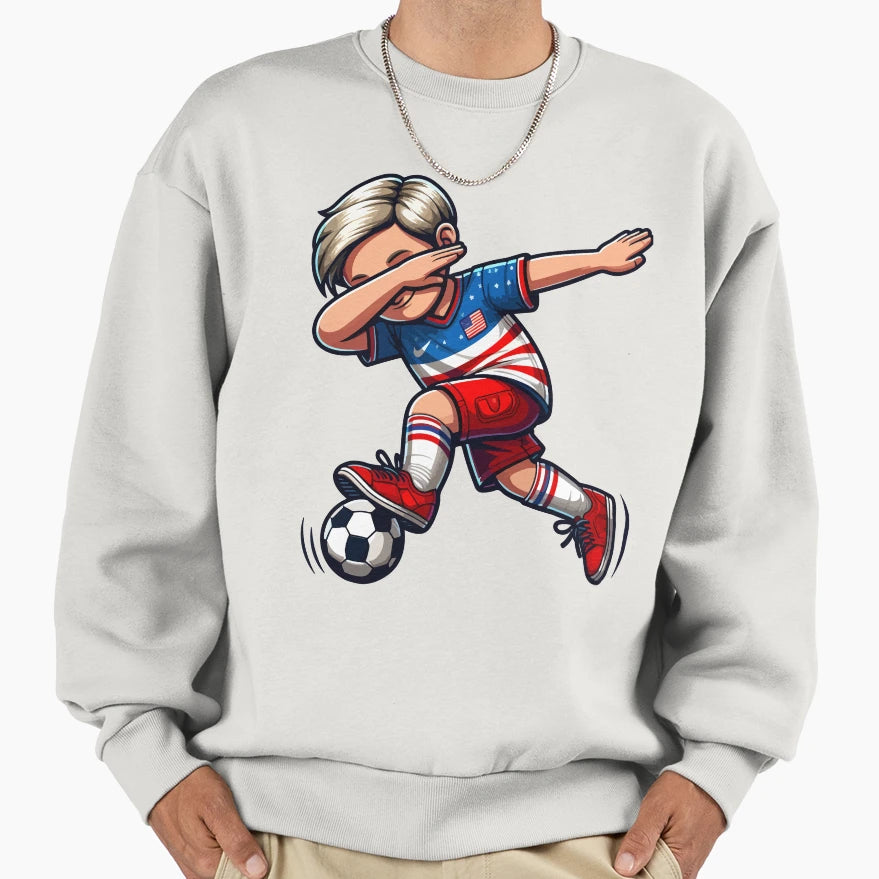 Dabbing Soccer Usa Flag Jersey Sweatshirt - Trendy Graphic for Adults - T-Shirt, Sweatshirt, Hoodie