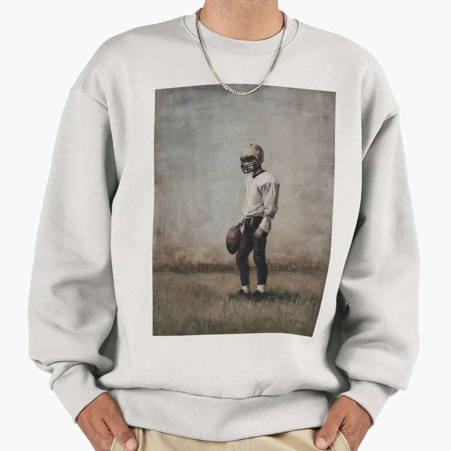 Solitary Football Player Field Sweatshirt - Custom Art Print Men Women - T-Shirt, Sweatshirt, Hoodie