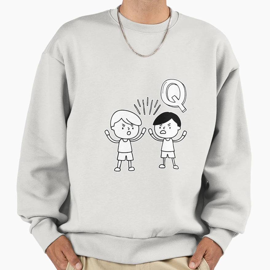 Illustration Letter Q Stand Sweatshirt - Fun Novelty Design for Adults - T-Shirt, Sweatshirt, Hoodie