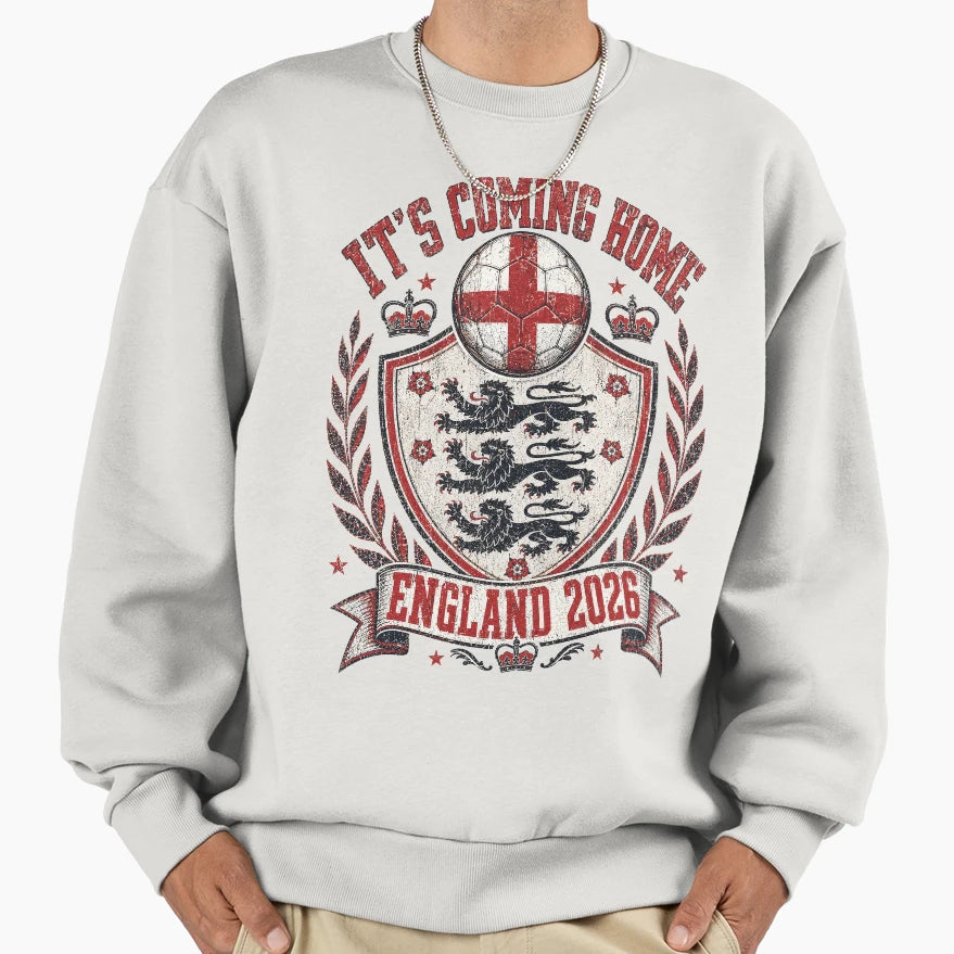 Its Coming Home England 2026 T-Shirt - Casual Everyday Wear for Adults - T-Shirt, Sweatshirt, Hoodie