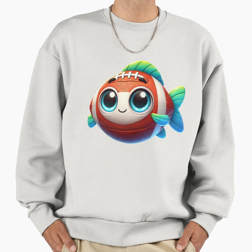 Adorable Football Fish Sweatshirt - Novelty Apparel for Adults - T-Shirt, Sweatshirt, Hoodie