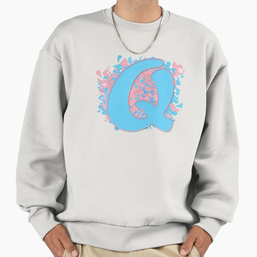 Trans Q Letter Trans Letter Q Sweatshirt - Minimalist Print for Adults - T-Shirt, Sweatshirt, Hoodie