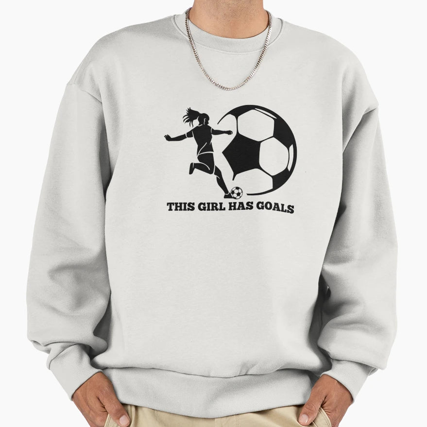 Female Soccer Player Kicking Sweatshirt - Streetwear Style for Adults - T-Shirt, Sweatshirt, Hoodie